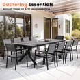 thumbnail image 4 of Pellebant 94" Outdoor Dining Table for 8-10, Aluminum Sturdy Frame with Umbrella Hole, Gray Wood-Grain Top, 4 of 4