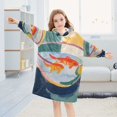 thumbnail image 5 of FORMRS Wearable Blanket Hoodie with Sleeves for Kids Cozy Flannel Sweatshirt, Goldfish Bowl, 5 of 7