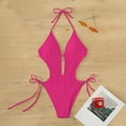 thumbnail image 6 of Miluxas Women's One Piece Swimsuits Clearance Tummy Control O Ring Cutout High Waisted Bathing Suit Tie Back Swimwear Hot Pink 8(L), 6 of 6