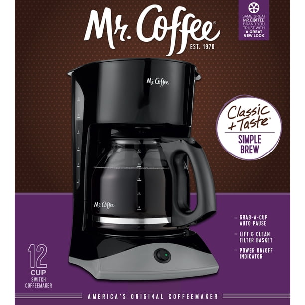 Mr. Coffee Simple Brew 12-Cup Black Coffee Maker with Grab-A-Cup