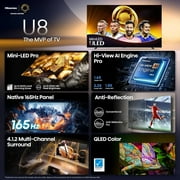 Hisense 100U8QG 100 Class U8 4K UHD LCD QLED TV with Remote, 1 Pack
