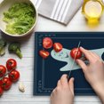 thumbnail image 3 of Saying Cutting Board, Frame with Sleeping Ghost Text on Dark Blue Backdrop, Decorative Tempered Glass Cutting and Serving Board, Large Size, Pale Grey Dark Blue, by Ambesonne, 3 of 5