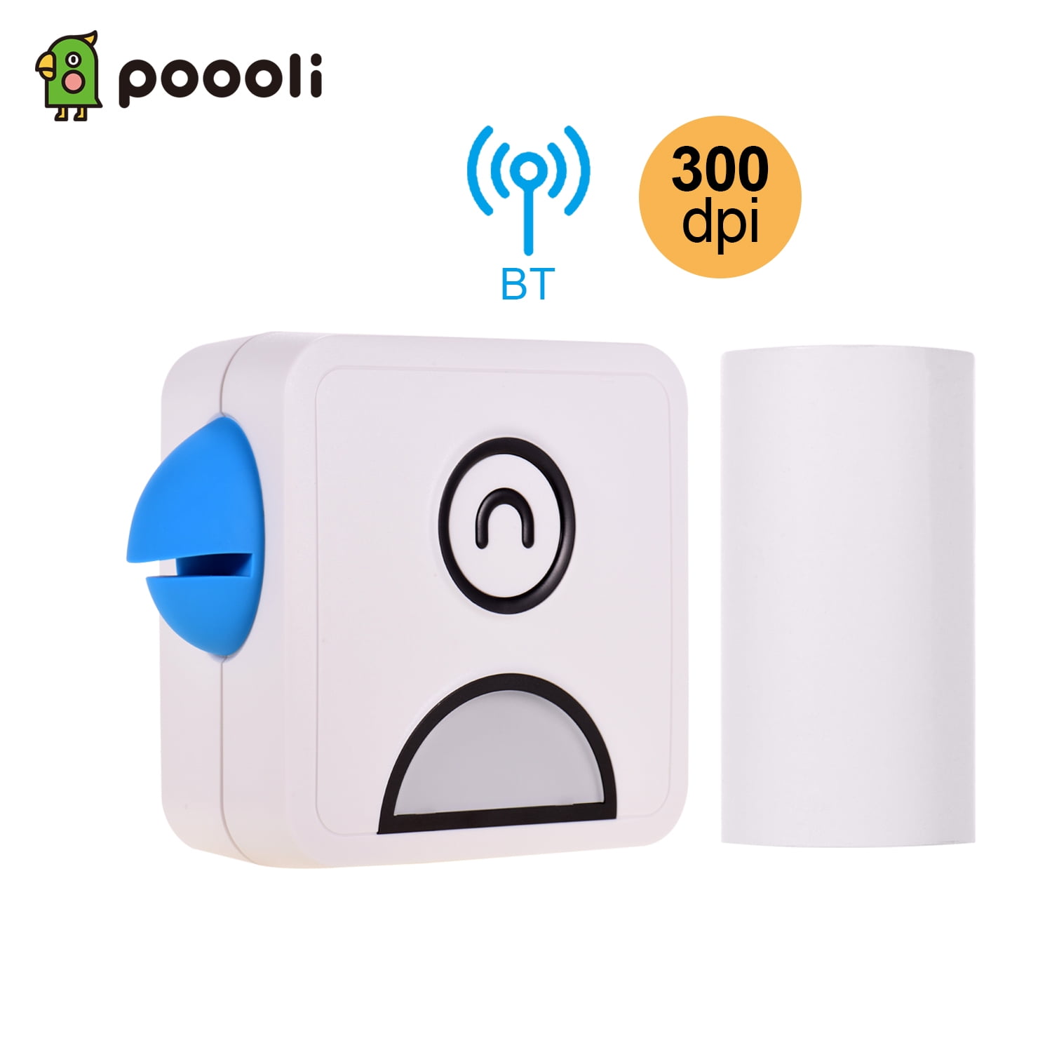 Poooli Pocket Thermal Printer 58mm Wireless BT Printer 300dpi with 1