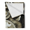 thumbnail image 2 of Industrial Soft Flannel Fleece Blanket, Pieces of Old Mechanism Close up Gears View Grunge Antique Cogs Technical Image Print, Cozy Plush for Indoor and Outdoor Use, 50" x 60", Sepia, by Ambesonne, 2 of 5
