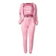thumbnail image 5 of Clearance FUNUONY Sweatsuits Women 2 Piece Outfit Autumn Winter Top Vest Pant Set Zipper Hooded Pants 3 Set Track Suits for Women Set Hoodies for Women Jogger Sets for Women 2 Piece Pink XL, 5 of 5