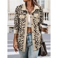 thumbnail image 4 of Women' Corduroy Leopard Jacket Button Down Long Sleeve Blouses Fall Jacket Casual Coat Apricot Color XL, 4 of 6