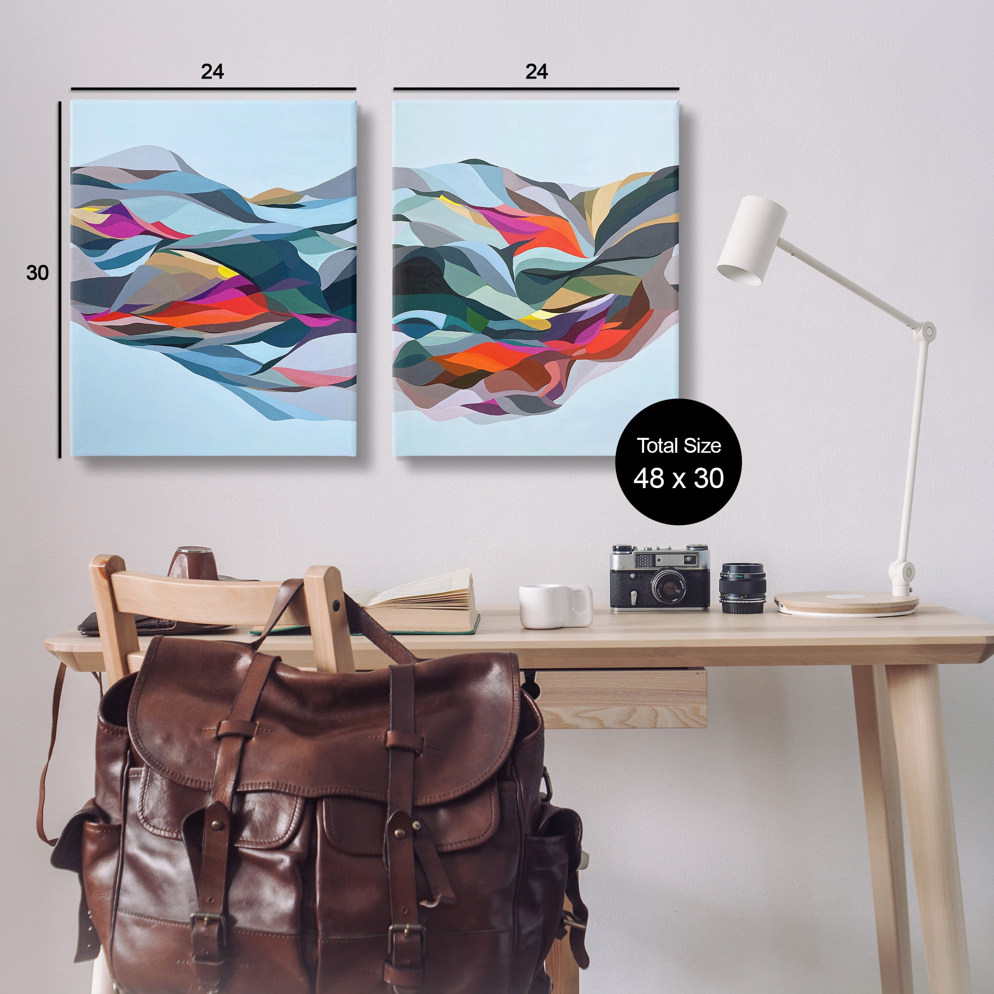 Stupell Industries Patterned Mountain Abstraction Abstract Painting Gallery Wrapped Canvas Art Print Wall Art, 24 x 30, Set of 2