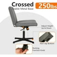 thumbnail image 5 of Criss Cross Chair Armless Cross Legged Office Desk Chair Adjustable Swivel Ergonomic Desk Chair No Wheels U Shaped Backrest with Wide Seat Native Sponge Computer Task Vanity Chair for Home Office, 5 of 6
