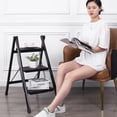 thumbnail image 3 of Koiauber 3 Step Folding Ladder 330 Lbs Capacity Portable Ladder with Anti-Slip Wide Pedals Adults Household Herringbone Ladder Step Stool, 3 of 7