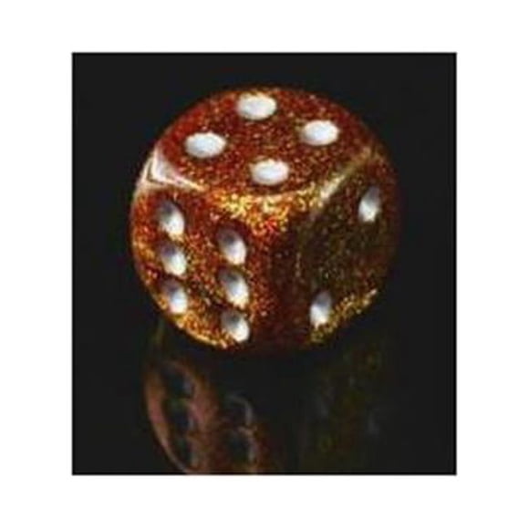 Chessex Manufacturing CHX27903 Glitter Polyhedral 12 mm D6 Dice Set, Gold & Yellow