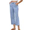 thumbnail image 7 of Dealovy Jeans for Women Capris Stretchy Mid Waisted Straight Leg Denim Capris Summer Casual Loose Pants with Pocket, 7 of 7