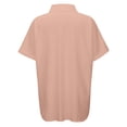 thumbnail image 5 of MIXUE Women Blouses Solid Color Lapel Short Sleeve Button Up Casual Work Loose Fit Womens Summer Tops Streetwear,Black,L, 5 of 8