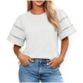 thumbnail image 2 of Lmueinov Womens Summer Short Sleeve Tops Crew Neck Tee with Decorative Cutout Sleeves 2026 Fashion Casual Loose Fit Cute Basic TShirts, 2 of 4