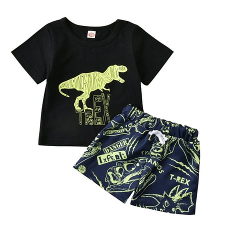 

COUTEXYI Boy s Dinosaur Printed 2Pcs Suit Short Sleeve T-shirt with Shorts