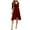 Wine, variant on Kaemgyyd Fall Dresses for Women Casual Wrap V Neck 3/4 Sleeve Wedding Guest Dress Belted Ruffle Hem Midi Dress