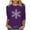 Purple, variant on Makaor T Shirts for Women Loose Christmas Plus Size Crew Neck Tops Graphic 3/4 Sleeve Pullover Tees Cute Outfits Clothes