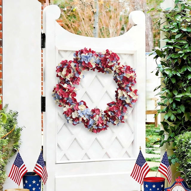 20" Spring Hydrangea Wreaths for Front Door Outside,Handcrafted Spring Door Flower Wreath with Hydrangea,Greenery Spring Summer Wreath for Home,Wall,Porch Decor