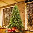 thumbnail image 3 of Costway Arbre de Noël Pré-Éclairé de 7,5 Pieds avec Pommes de Pin Baies Rouges et 550 Lumières LED, 3 of 10