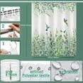 thumbnail image 4 of Green Leaf Shower Curtain - Emerald Bird Mint Hummingbird Design, 72"W x 84"L, 12 Hooks, Weighted Hem, Waterproof for Bathroom, 4 of 6