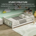 thumbnail image 6 of Miniyam Full Size Kids Floor Bed with Guardrails, Door and Book Storage, White, 6 of 7