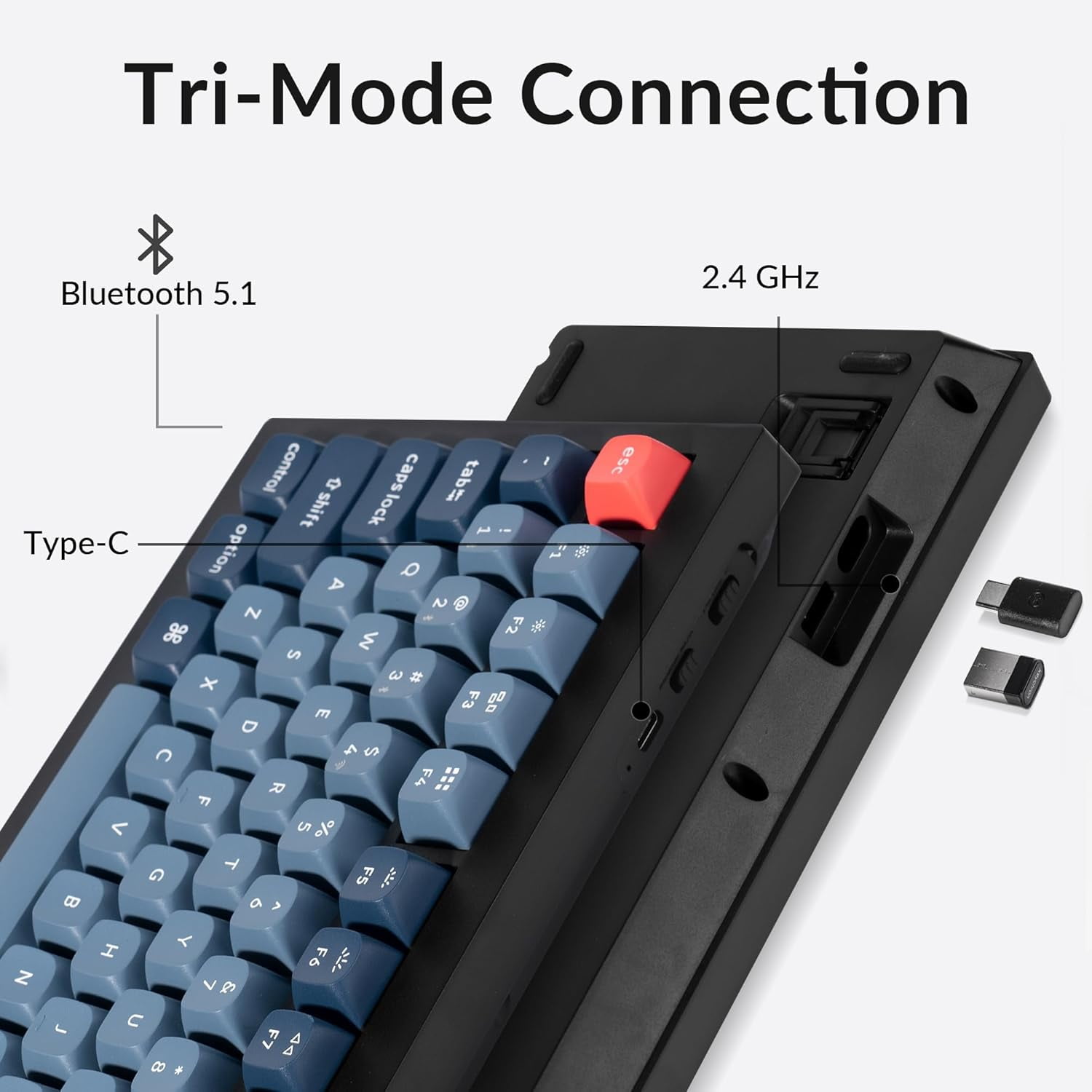 Keychron V3 Max TKL Wireless Mechanical Keyboard, QMK RGB Bluetooth/2.4 GHz/Wired, 87 Keys Hot-Swappable with Gateron Red Switch, Compatible with Mac Windows Linux
