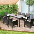 thumbnail image 3 of Gymax 9PCS Patio Furniture Set Dining Brown Rattan Table Chairs Cushions Garden, 3 of 8