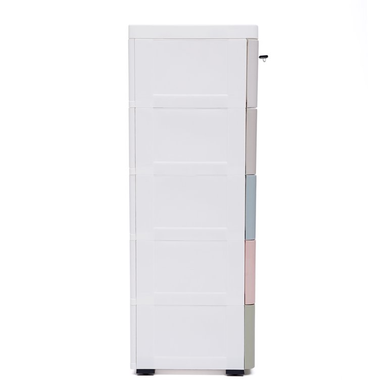 5 Tier Moving Detachable Plastic Children Cloth Drawer Storage Cabinet  Wardrobe