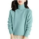 thumbnail image 2 of Suéter de cuello alto para mujer, color liso, hombros descubiertos, cuello alto, grueso, suelto, suéter de cuello alto, top de poliéster para mujer, 2 of 3