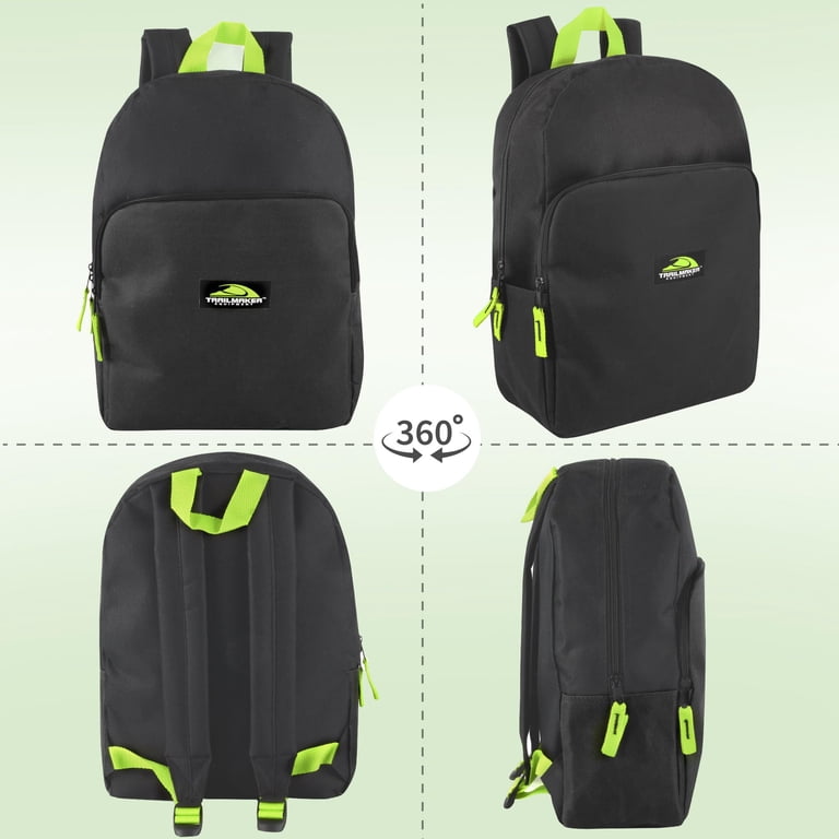Trailmaker 15 Inch Classic Backpack, Black & Neon Green photo 3