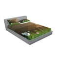 thumbnail image 2 of Ambesonne Flower Fitted Sheet & Pillow Sham Set, Chamomile Field Grass, Full, Green Brown, 2 of 2
