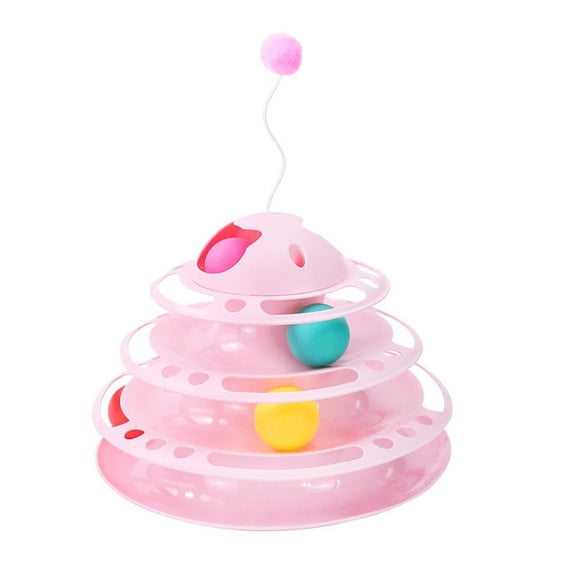 Reheyre Cat Turntable Toy 4 Level Amusement Plate Exercise Game Interactive Toy Kitten Tower Tracks Toy Cat Supplies