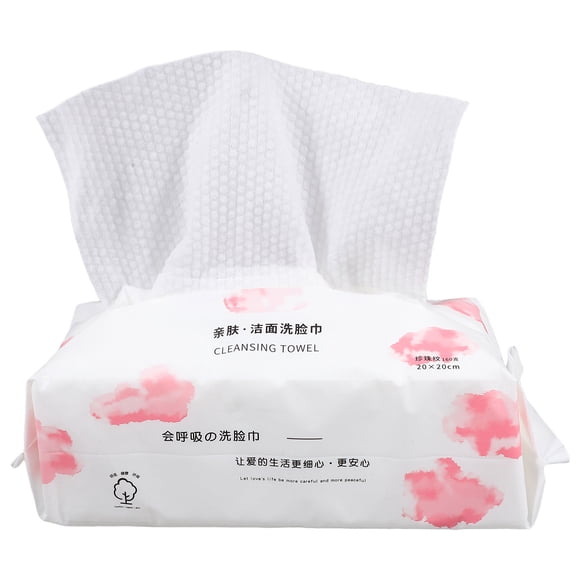 1 paquete de 100 toallitas desechables de algodón para limpieza facial, toalla de limpieza para uso húmedo y seco, color rojo