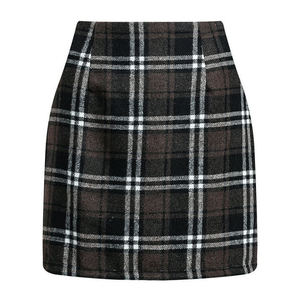 Wowcloth Womens High Waist Plaid Skirt Bodycon Pencil Wool Mini Skirts