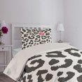 thumbnail image 4 of Ambesonne Savannah Quilted Coverlet 2 Pcs, Cheetah Leopard Kiss Print, Twin Size, Charcoal Grey and Pink, 4 of 5