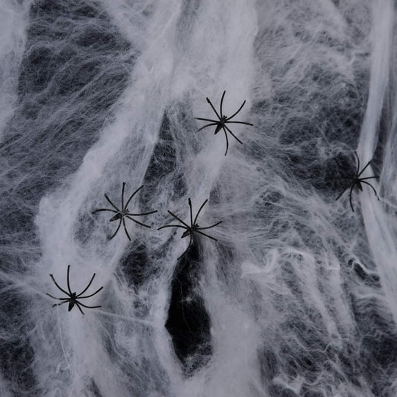 Moncolis 100g Spooky Stretchable Spider Webs with 24 Fake Spiders for Halloween Outdoor Indoor Decor