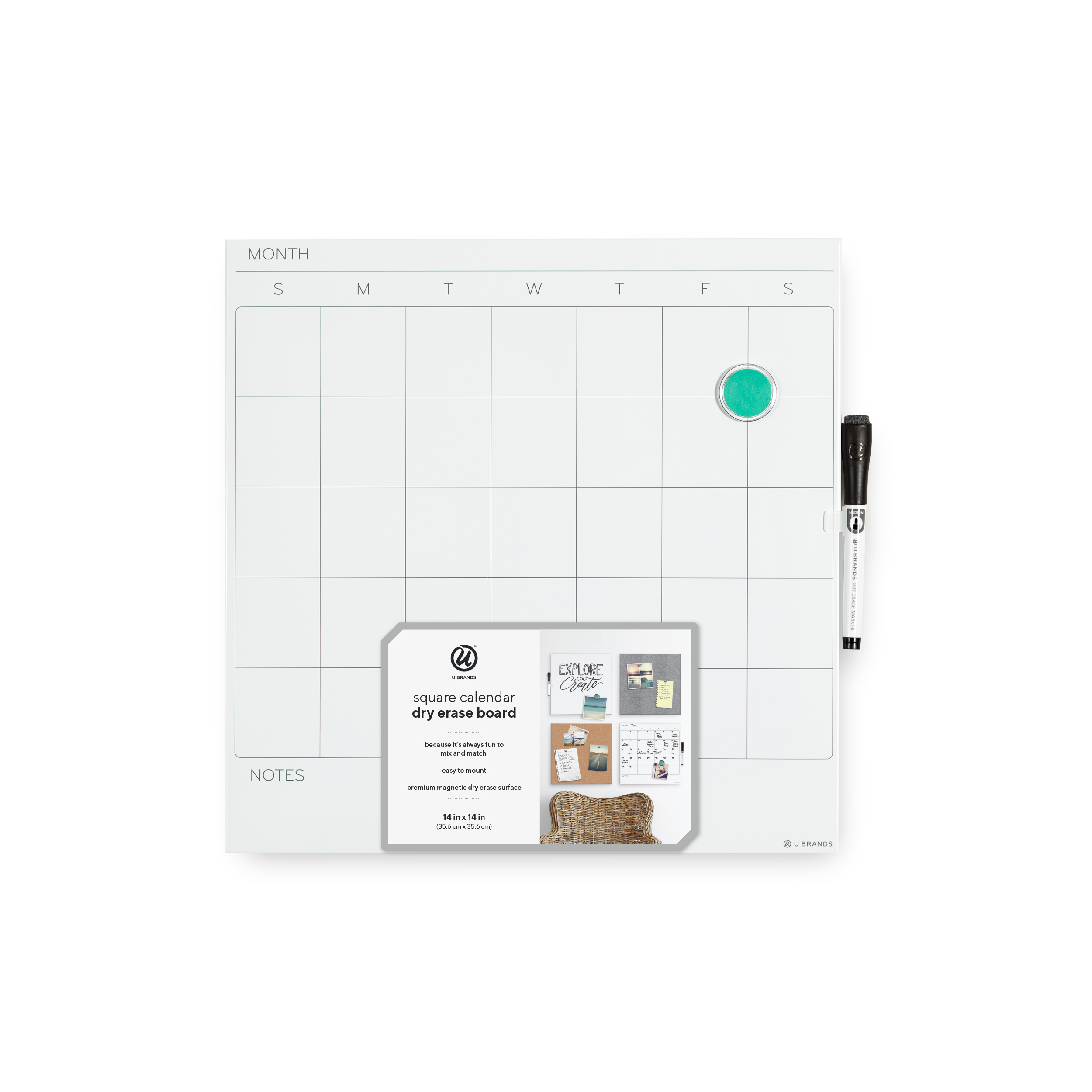 U Brands Magnetic Tile Dry Erase Calendar Board 14 X 14 Frameless U Brands Magnetic Tile Dry Erase Calendar Board 14 X 14 Frameless