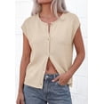 thumbnail image 3 of PRETTYGARDEN Womens Cap Short Sleeve Sweater Vest Spring Summer Lightweight Button Down Cardigans Trendy Loose Tops, 3 of 10