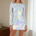 thumbnail image 2 of QHFBli Femmes Brillant Col Roulé Manches Longues Gymnastique Danse Justaucorps justaucorps Shorts Combinaison Rave, 2 of 4