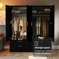 thumbnail image 6 of Madesa 4 Doors 4 Drawers Storage Cabinet Wardrobe with Shelves and Hanging Space 63"L Wooden Armoire Closet Organization Unit for Bedroom and Office - Black, 6 of 12