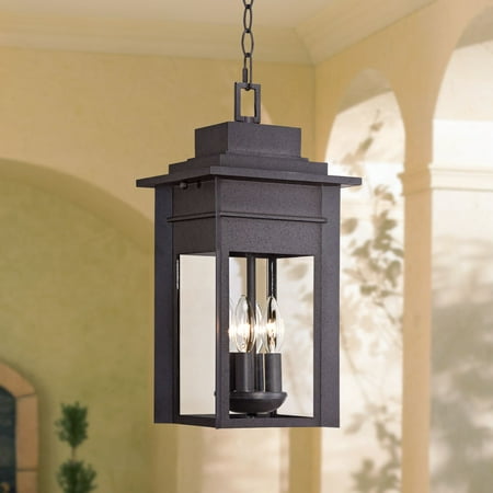 Franklin Iron Works Outdoor Ceiling Light Hanging Lantern Black Specked Gray 17 1 2 Clear Gl For Exterior House Porch Patio Franklin Iron Works Outdoor Ceiling Light Hanging Lantern Black Specked Gray 17 1 2 Clear Gl For Exterior House Porch Patio