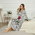 thumbnail image 3 of Tutolipy Rose Printed Nightgowns for Women Comfy Loungewear V Neck Sleepwear Long Sleeve Nightshirts for Fall Winter, XL, 3 of 7