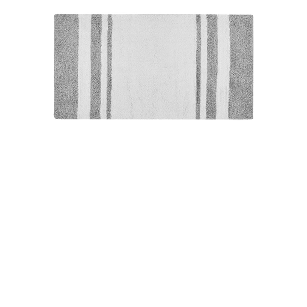 MAYEERTY Medium Pile Cotton Reversible Bathroom Rug, Non-Slip Bath Mat, Grey, 27"W x 45"L