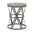 thumbnail image 4 of Powell Byrne Round Barrel Metal and Wood Indoor Accent Side Table, 24.25" Tall, Gray, 4 of 7