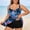 Blue1, variant on Womens Plus Size Tankini Swim Tops Summer Tropical Floral Printed Swimwear with Supportive Underwire and Adjustable Straps
