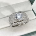 thumbnail image 1 of Anillo de lujo con diamantes en racimo para hombre Anillo de plata de lujo europeo y americano, anillo de platino blanco para hombre, tamaño ajustable, 1 of 6