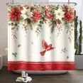 thumbnail image 2 of Tchckioa 72x72 Inch Shower Curtain for Restroom,Waterproof Hooks Bath Curtain,Floral Birde Christmas Decor, 2 of 6