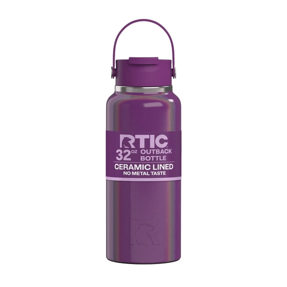 RTIC 32 oz Ceramic Lined Insulated Outback Water Bottle, Leak Resistant, Berry Jam Glitter