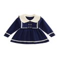 thumbnail image 1 of PENGXIANG Baby Pleated Sweater Dress Contrast Color Long Sleeves One-piece, 1 of 6
