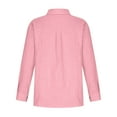 thumbnail image 5 of Penkiiy Womens Solid Color V Neck Loose Blouse Long Sleeve Casual Work Tunic Tops With Two Pocket S Pink, 5 of 8