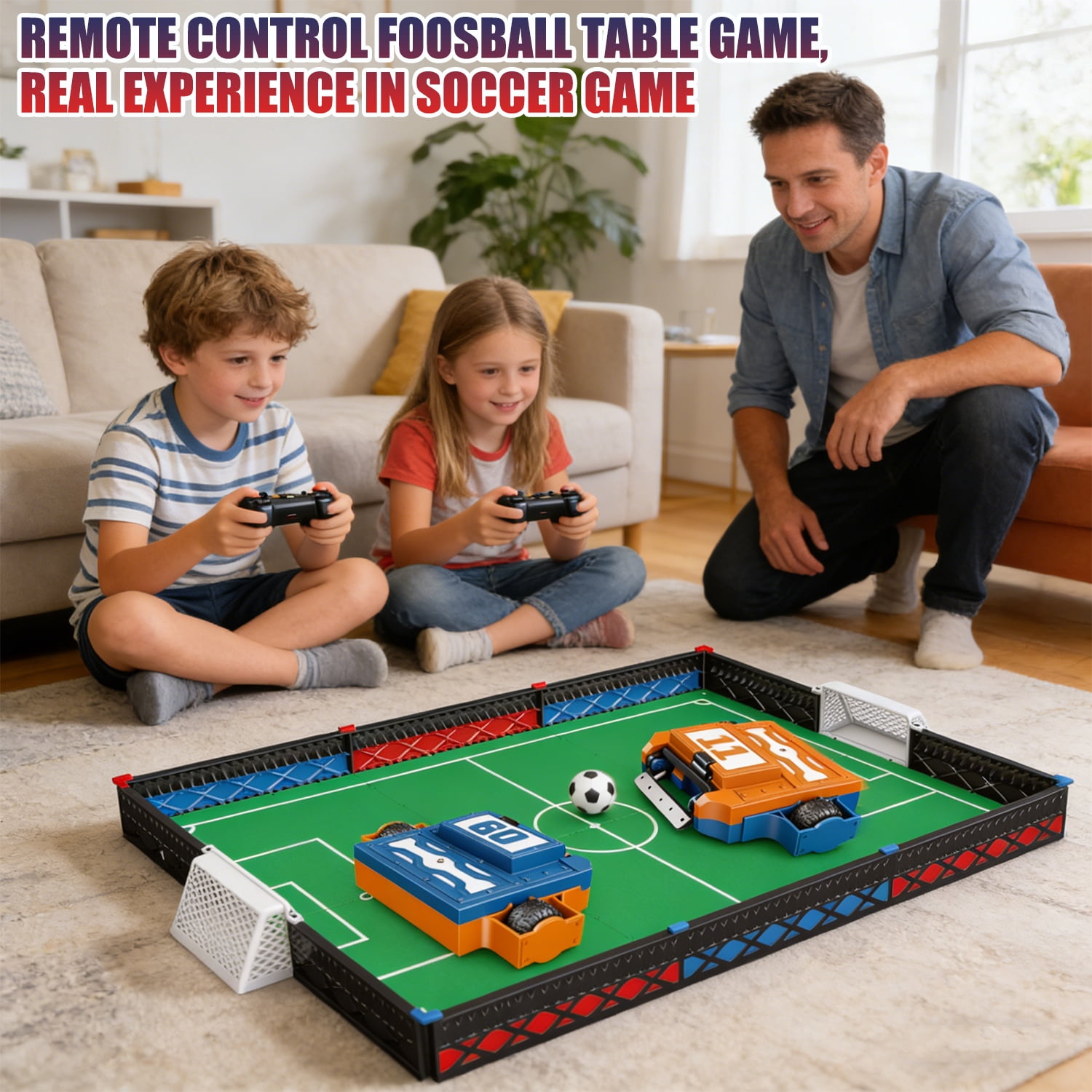 Soccer Robot Board Game Set, Remote Control Battle Robots Arena Set, 2-Player Mini Foosball Table Game, RC Fighting Robots STEM Toy Soccer Gift for Kids and Adults 8-12 Boys Girls